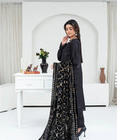 Dhanak 3PC Chikankari Embroidered Shirt with Luxurious Velvet Plachi Shawl – ZC2107