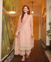 Faiza Saqlain Embroidered Lawn 3-Piece Suit with Organza Dupatta – ZB1049