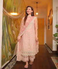 Faiza Saqlain Embroidered Lawn 3-Piece Suit with Organza Dupatta – ZB1049