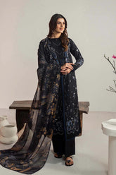 Dhanak Embroidered 3-Piece Suit with Digital Printed Wool Shawl – ZB3365
