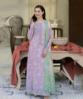 Dhanak Embroidered 3-Piece Suit with Digital Printed Wool Shawl – ZB3307