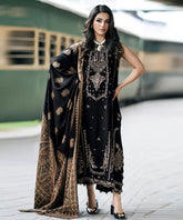 Dhanak Embroidered 3-Piece Suit with Digital Printed Shawl – ZB277
