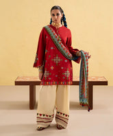 Dhanak Embroidered 3-Piece Suit with Digital Printed Wool Shawl – ZB3437