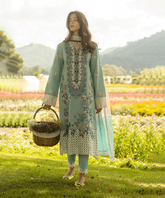 Dhanak Embroidered 3-Piece Suit with Digital Printed Wool Shawl – ZB3363