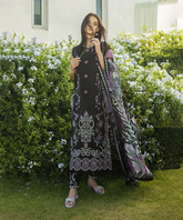 Dhanak Embroidered 3-Piece Suit with Digital Printed Wool Shawl – ZB3355