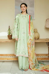 Dhanak Embroidered 3-Piece Suit with Digital Printed Wool Shawl – ZB3238
