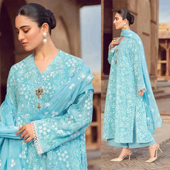 Bareeze Linen 3-Piece Embroidered Suit with Chiffon Dupatta – ZB674