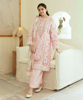 Dhanak Embroidered 3-Piece Suit with Digital Printed Wool Shawl – ZB3193