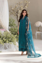 Dhanak Embroidered 3-Piece Suit with Digital & Embroidered Dupatta – ZB3359