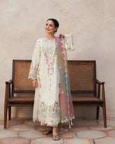 Dhanak Embroidered 3-Piece Suit with Digital & Embroidered Organza Dupatta – ZB3372