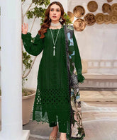 Dhanak Embroidered 3-Piece Suit with Digital Printed Wool Shawl – ZB3159