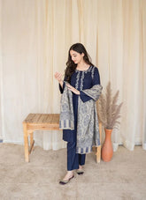 Aisling Dhanak Luxe 3-Piece Embroidered Suit with Digital Printed Wool Shawl – ZB629