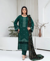 Creation Dhanak 3PC Chikankari Embroidered Shirt with Velvet Plachi Shawl – ZB2105