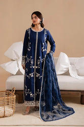 Dhanak Embroidered 3-Piece Suit with Digital Printed Wool Shawl – ZB3367