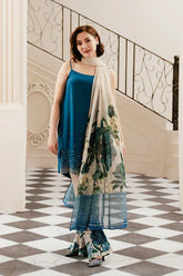 Luxe Digital Printed Silk 3-Piece Unstitched Suit – ZB869