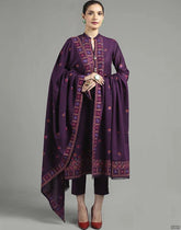 Dhanak Embroidered 3-Piece Suit with Embroidered Shawl – ZB3446