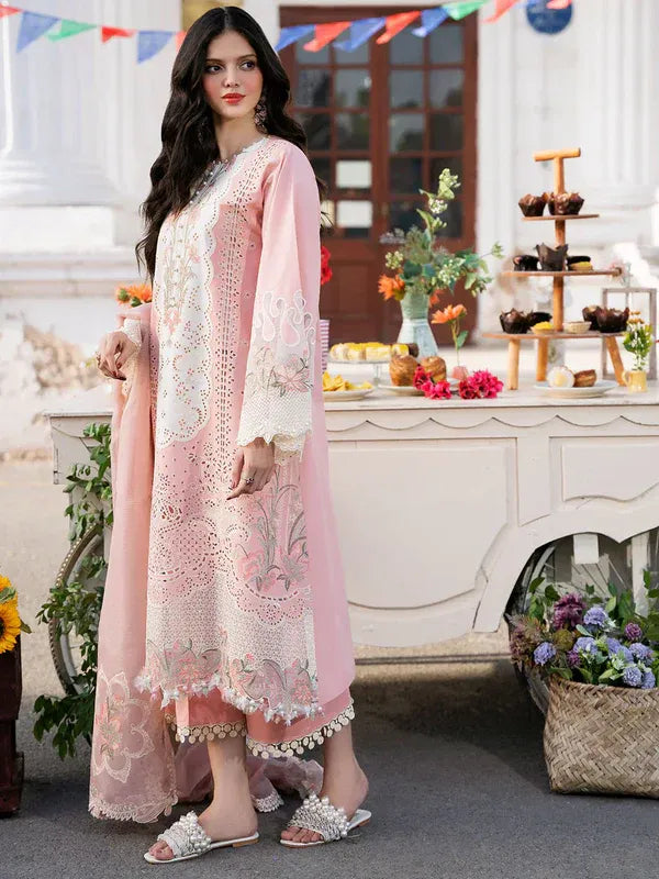 Embroidered Lawn 3-Piece Suit with Organza Dupatta – ZB1322