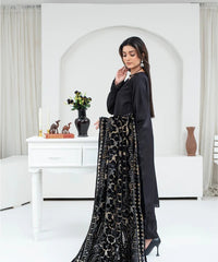 Dhanak 3PC Chikankari Embroidered Shirt with Luxurious Velvet Plachi Shawl – ZC2107