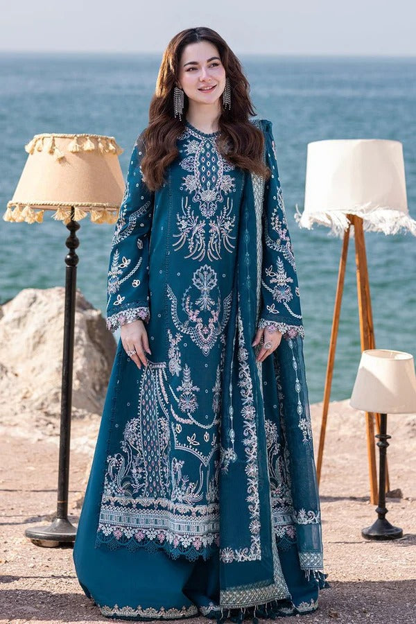 Embroidered Lawn 3-Piece Suit with Organza Dupatta – ZB1413