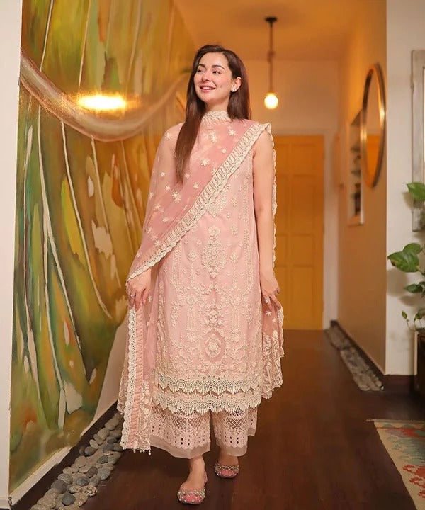 Faiza Saqlain Embroidered Lawn 3-Piece Suit with Organza Dupatta – ZB1049