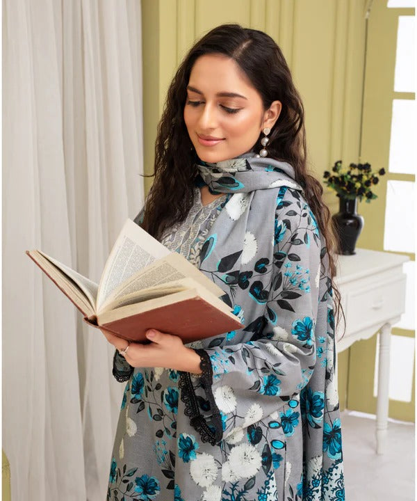 Creation Khaddar 3-Piece Suit with Printed Shirt, Trouser & Dupatta – ZB916