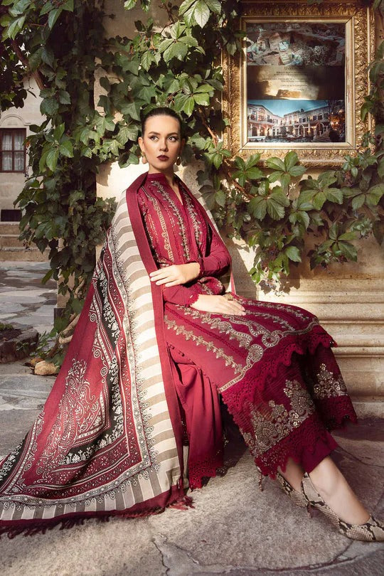 Dhanak Embroidered 3-Piece Suit with Digital Printed Wool Shawl – ZB3427