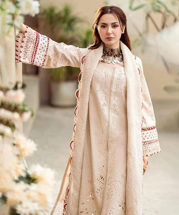 Embroidered Lawn 3-Piece Suit with Organza Dupatta – ZB1357