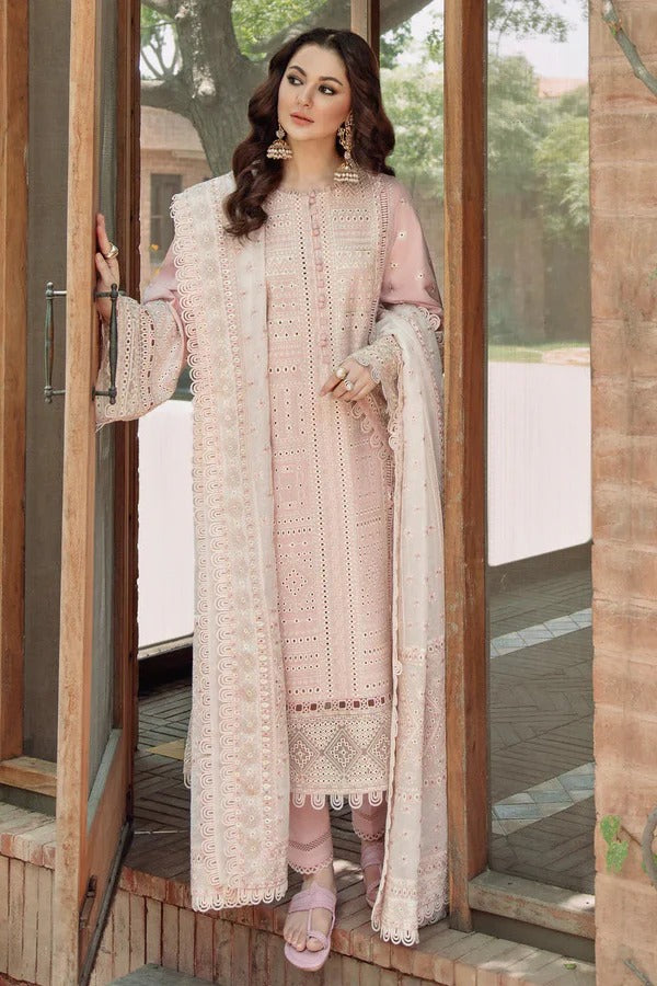 Embroidered Lawn 3-Piece Suit with Organza Dupatta – ZB1382