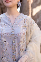 Embroidered Lawn 3-Piece Suit with Organza Dupatta – ZB1235