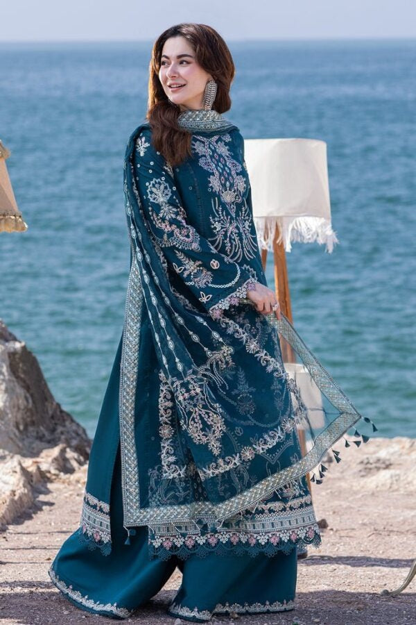 Embroidered Lawn 3-Piece Suit with Organza Dupatta – ZB1413