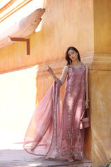 Dhanak Embroidered 3-Piece Suit with Digital Printed Silk Dupatta – ZB3282
