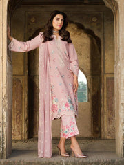 Dhanak Embroidered 3-Piece Suit with Chiffon Dupatta – ZB3323