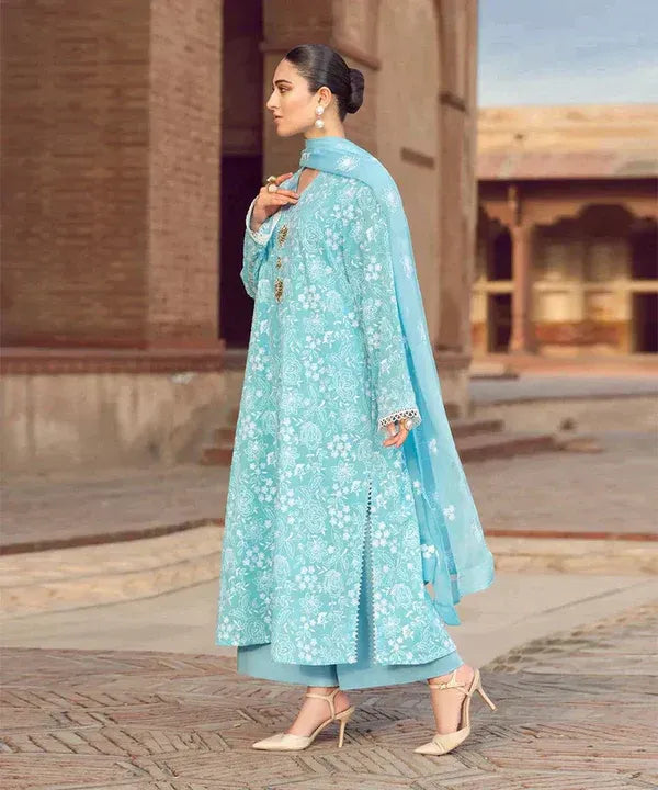 Bareeze Linen 3-Piece Embroidered Suit with Chiffon Dupatta – ZB674