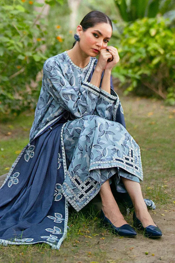 Printed Lawn 3-Piece Suit with Zari Shirt & Voile Dupatta – ZB1527