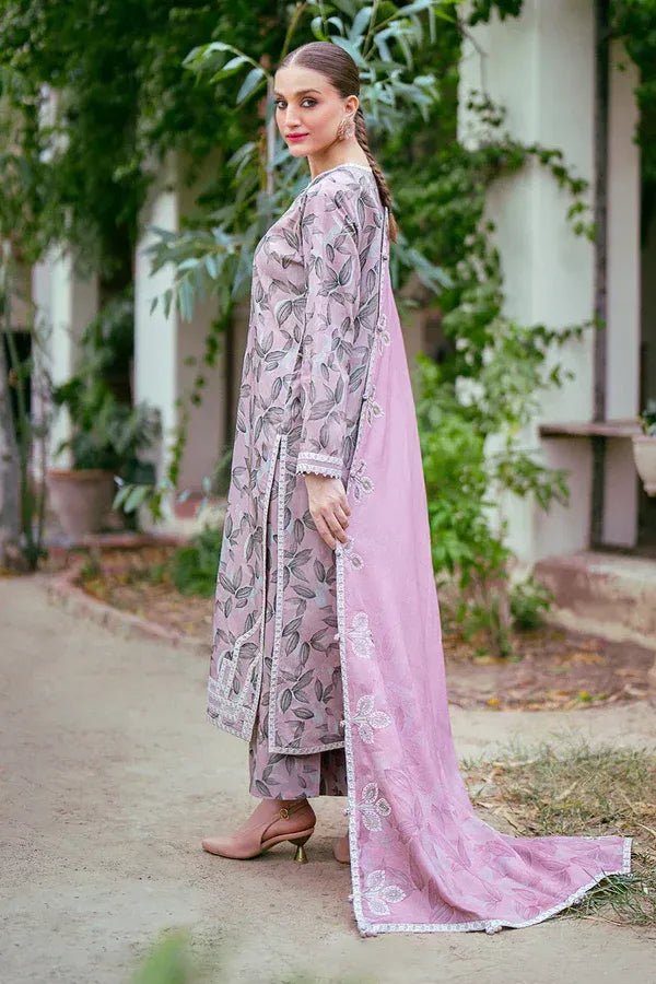 Printed Lawn 3-Piece Suit with Zari Shirt & Voile Dupatta – ZB1522