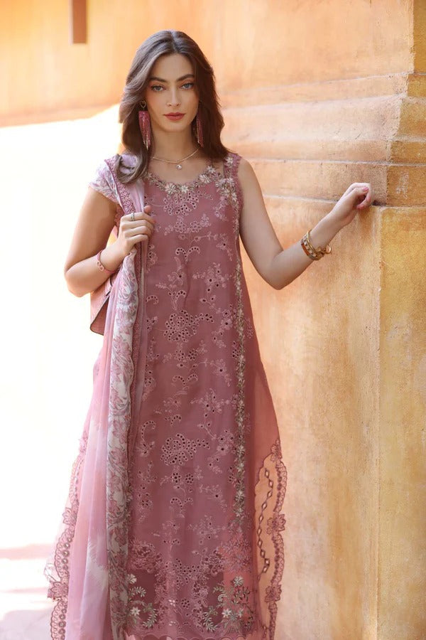 Dhanak Embroidered 3-Piece Suit with Digital Printed Silk Dupatta – ZB3282