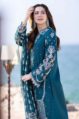 Embroidered Lawn 3-Piece Suit with Organza Dupatta – ZB1413