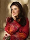 Dhanak Embroidered 3-Piece Suit with Digital Printed Wool Shawl – ZB3350
