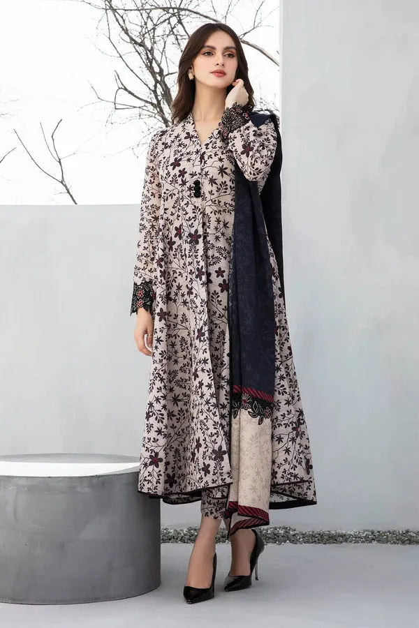 Baroque Karandi Printed 3-Piece Suit with Dupatta & Trouser – ZB802