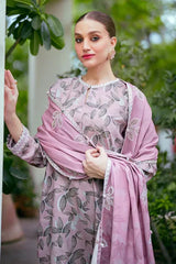 Printed Lawn 3-Piece Suit with Zari Shirt & Voile Dupatta – ZB1522