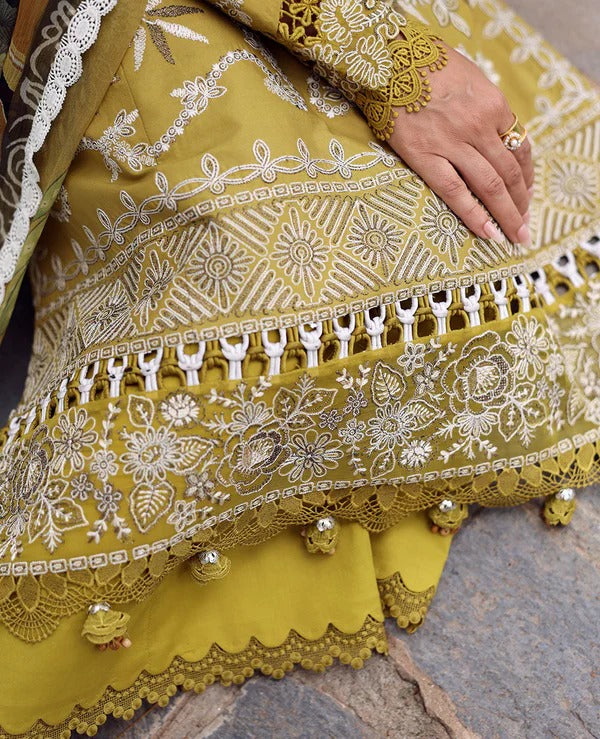 Embroidered Lawn 3-Piece Suit with Digital Jacquard Dupatta – ZB1423