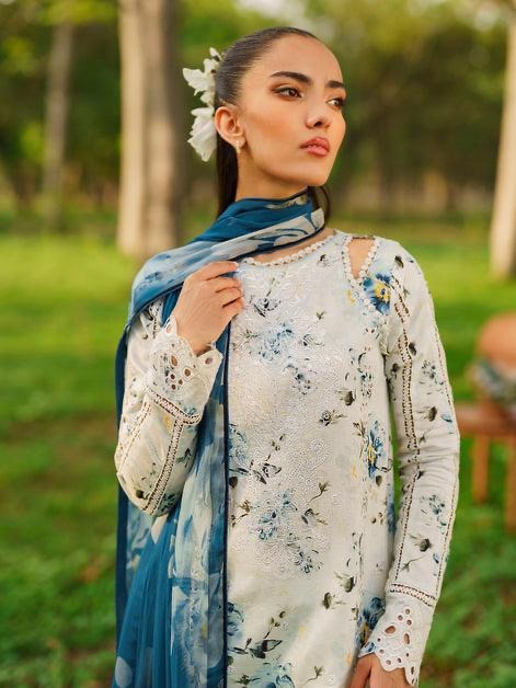 Printed Lawn 3-Piece Suit with Voile Dupatta – ZB1546