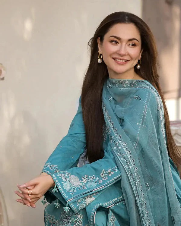 Dhanak Embroidered 3-Piece Suit with Chiffon Dupatta – ZB3276