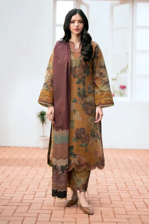 Baroque Karandi Printed 3-Piece Suit with Dupatta & Trouser – ZB813