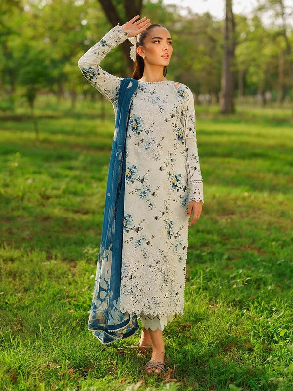 Printed Lawn 3-Piece Suit with Voile Dupatta – ZB1546
