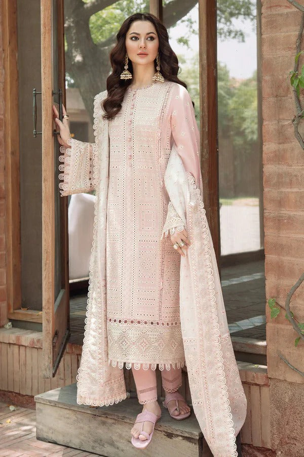 Embroidered Lawn 3-Piece Suit with Organza Dupatta – ZB1382