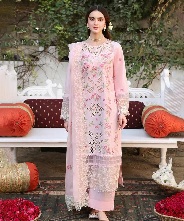 Embroidered Lawn 3-Piece Suit with Organza Dupatta – ZB1367