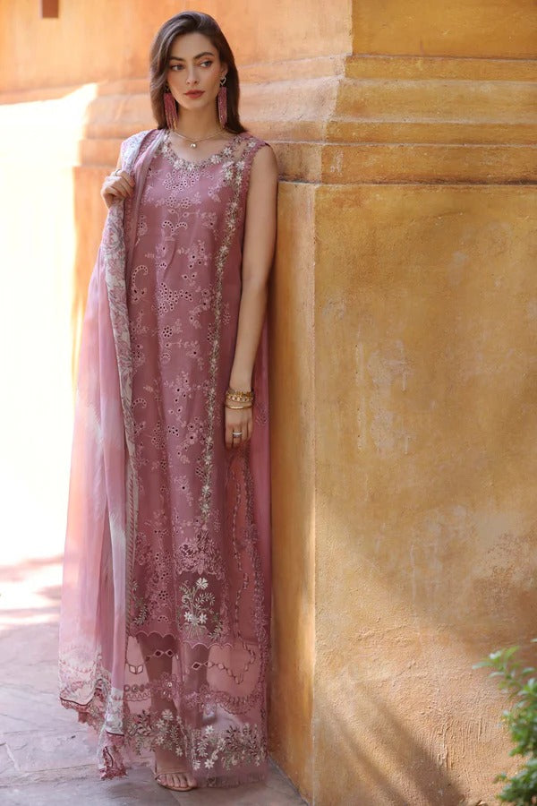 Dhanak Embroidered 3-Piece Suit with Digital Printed Silk Dupatta – ZB3282