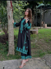 2 Piece Soft Cotton-Embroidered ( Unstitch)