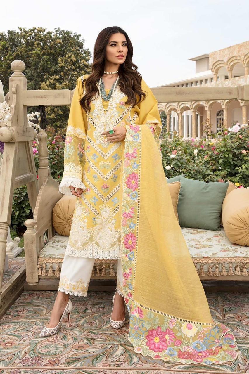 3 Piece Cotton Suit-Embroidered (Unstitch)